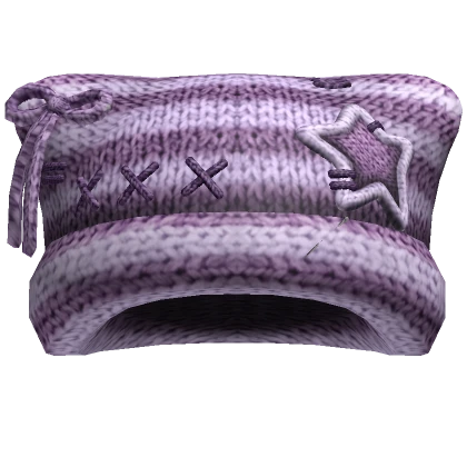 Striped Kitty Knit Stitches Beanie [Purple]