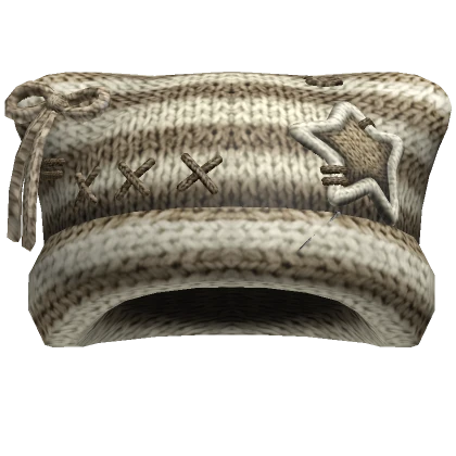 Striped Kitty Knit Stitches Beanie [Beige/Brown]