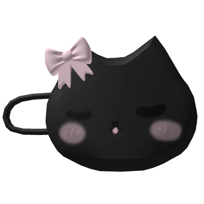 cute black kitten pin w bow ♡