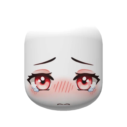 Chibi Crying Anime Face / pink eyes