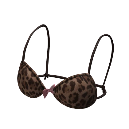 Leopard Pink Ribbon Bikini Top