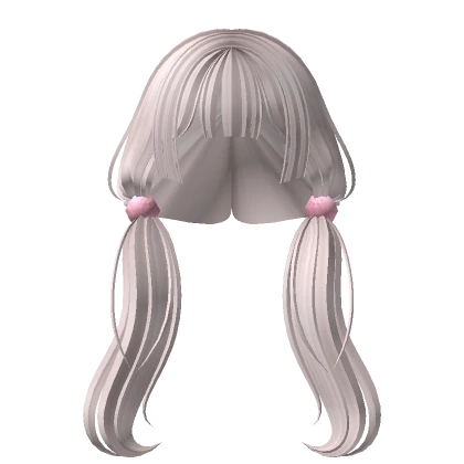 Kawaii Low Pigtails with Poms in Silver