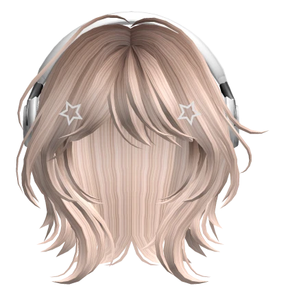 Platinum Short Wolf Cut Hair with Headphones