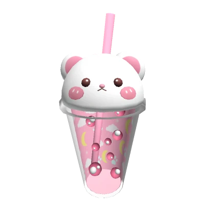 Giant White Pink Bear Boba Cup