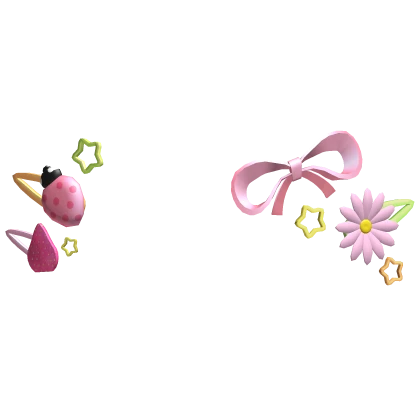 Spring Flower Ladybug Hair Clips Pink