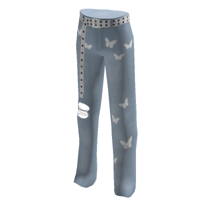 baggy blue butterfly jeans 