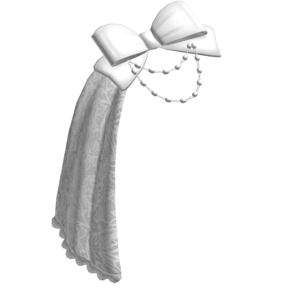 gothic bow with ruffles & rosary beads white