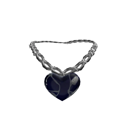 Blue Marble Y2K Heart Silver Chain Necklace