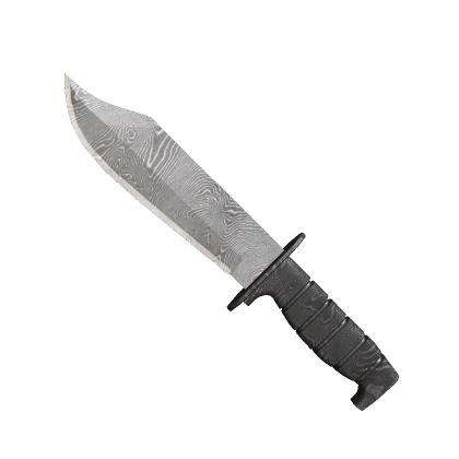 knife in mouth - damascus steel