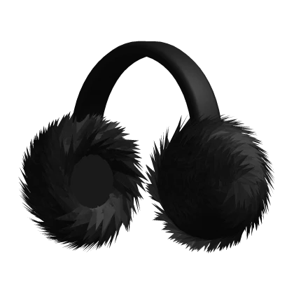 Earmuffs Black Fluffy Chunky Winter Headphones Y2K