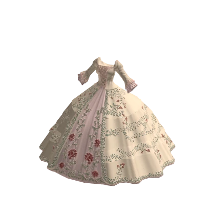♾️ Pastel yellow & pink rococo flower ballgown