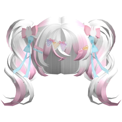 Gyaru Cute White to Pink Decora Swirly Pigtails