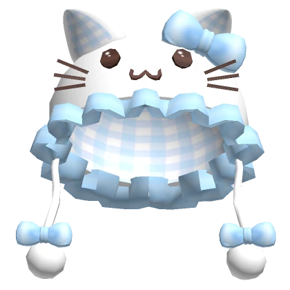 Kawaii Kitty Blue Plaid Ruffle Hat