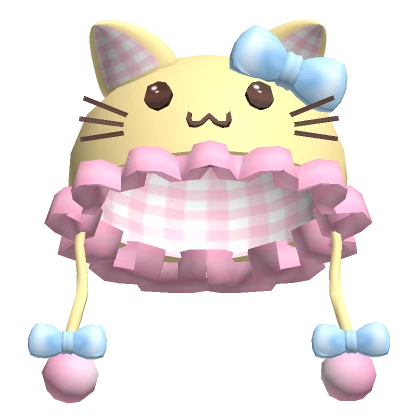 Kawaii Kitty Yellow Pink Plaid Ruffle Hat