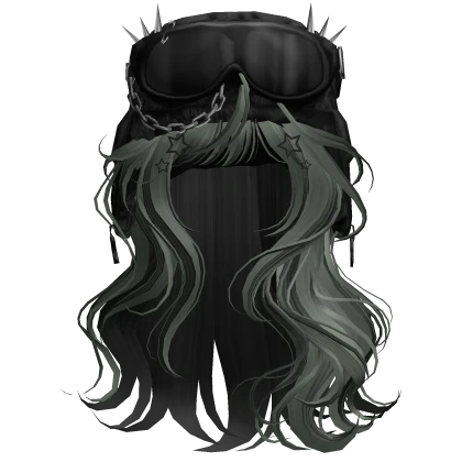 Wispy Messy Green&Black Waves W/ Ushanka