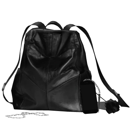 City Druid Luxury Black Leather Backpack + Phone