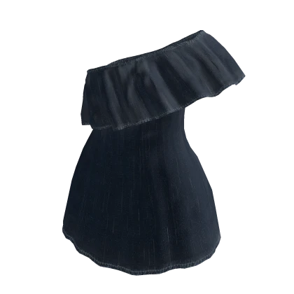 💙 Blue Denim One Shoulder Ruffle Dress