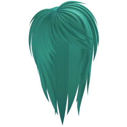 cyan/teal messy layered scene emo hair