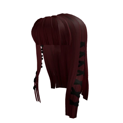 red dainty doll hair with black ribbons