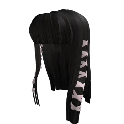 black dainty doll hair with pink ribbons