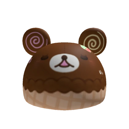 cute brown bear ice cream beanie 