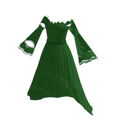 Green Goth high low transparent sleeve dress