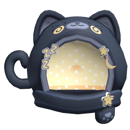 cute black sleepy wonderland kitty hood