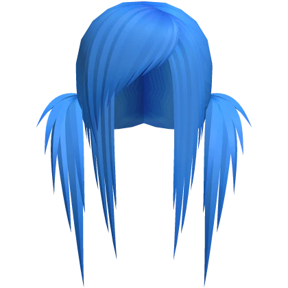 blue scene emo long choppy pigtails