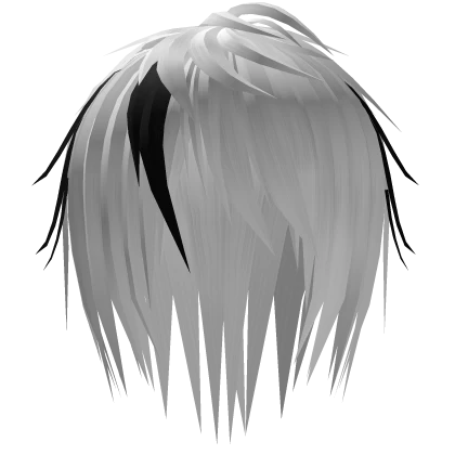 White & Black Unkept Emo Vkei Anime Hairstyle