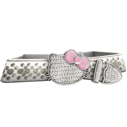 Y2K Studded Kitty Rhinestone Diamond Belt [White]