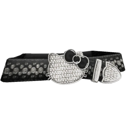 Y2K Studded Kitty Rhinestone Diamond Belt [Black]