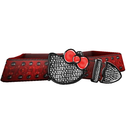 Y2K Studded Kitty Rhinestone Diamond Belt [Red]