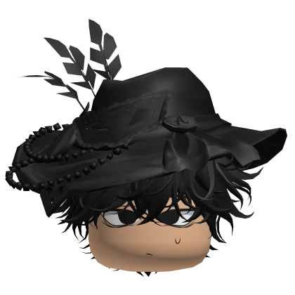 Black Messy Emo Hair w/ Stylish Hat & Boy Face