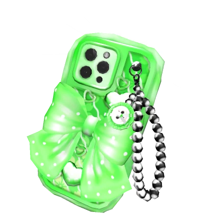 Y2K Kawaii Sparkly Green Heart Bow Selfie Phone