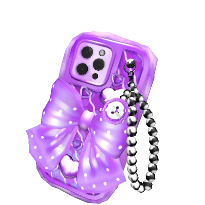 Y2K Kawaii Sparkly Purple Heart Bow Selfie Phone