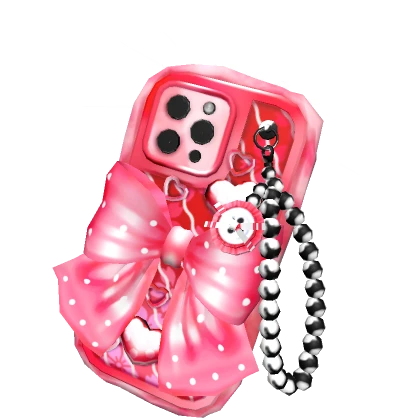 Y2K Kawaii Sparkly Red Heart Bow Selfie Phone