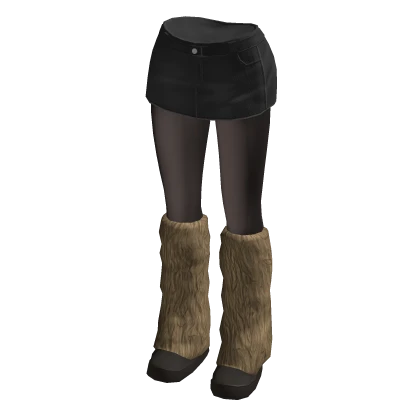 🍀Y2K Black Denim Skirt w Snow Boots