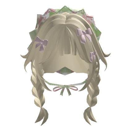 mori kei igari blonde pink green pigtails bandana