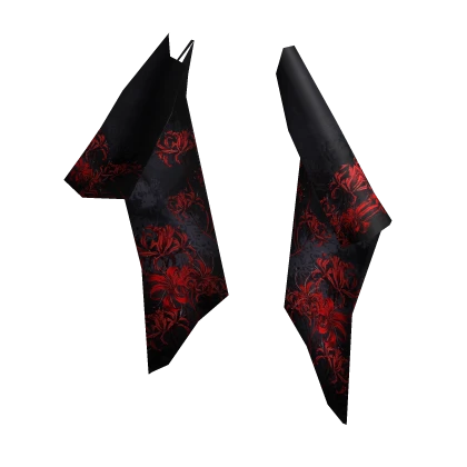 Black Red Spider Lily Kimono Furisode Sleeves