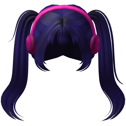 Cute purple pigtails with pink headphones