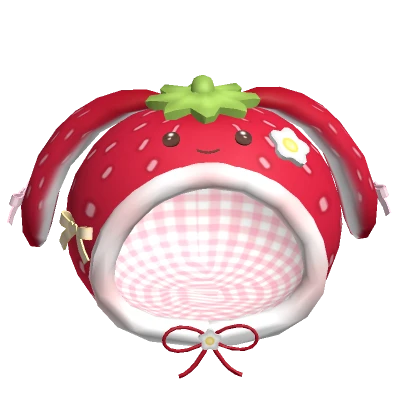 ♡ red adorable strawberry bunny hood