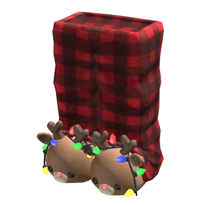 Christmas Flannel Pants Reindeer Slippers 