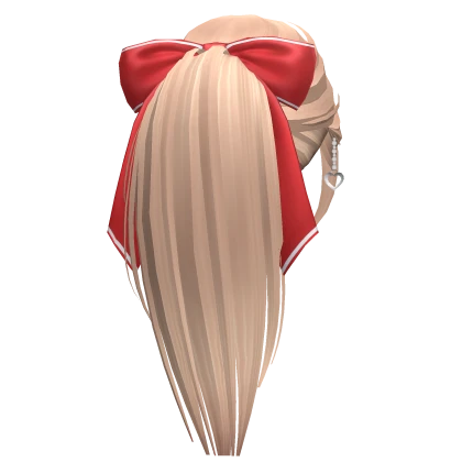 Long Ponytail w/ Christmas Bow & Earrings (Blonde)