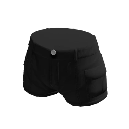 Black Elastic Cargo Shorts