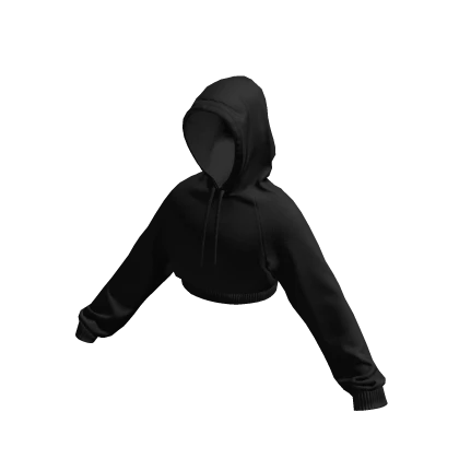 Cropped Black Hoodie w/ Hood Up