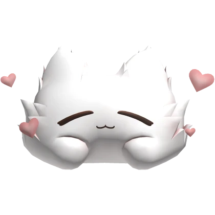 Cute White Fluffy Cat Head Companion