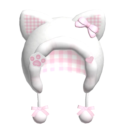 ♡ kawaii fluffy white cat hood