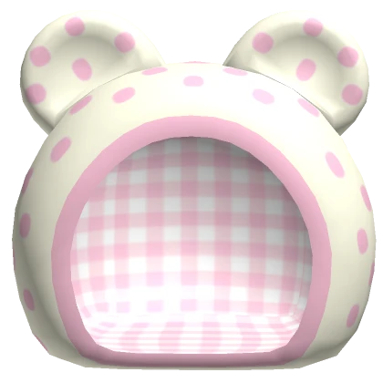 ♡ cute polka dot bear hood pink