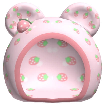 ♡ pink strawberry bear hood (light)