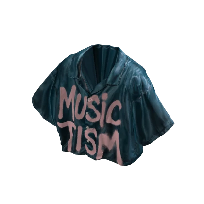 MARCHÉE - Slogan Deep Teal Satin Boxy Camp Shirt